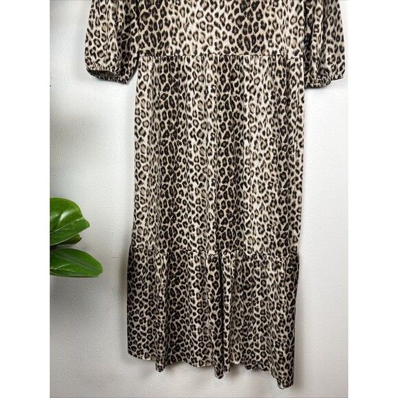 Zara Dress Womens Small Cheetah Midi Tiered Boho Cottagecore Bohemian Bloggers - Picture 3 of 13